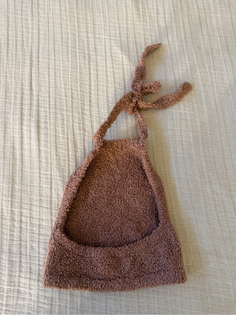 SKIMS Sherpa Halter Crop Top in Brown